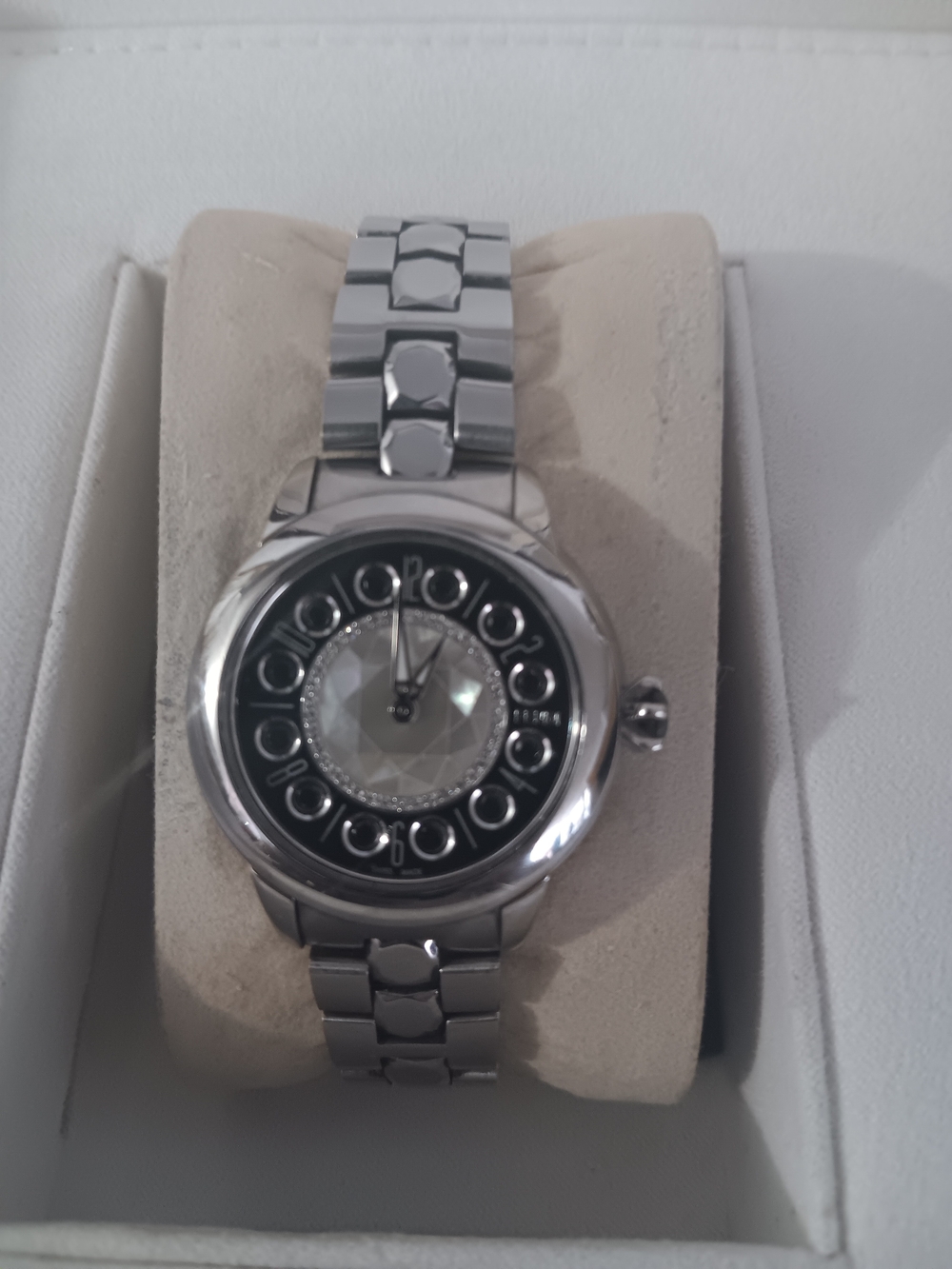 Women’s Silver-Tone Crystal Dial Bracelet Watch